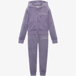 Juicy Couture Girls Purple Velour Tracksuit