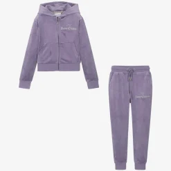 Juicy Couture Girls Purple Velour Tracksuit