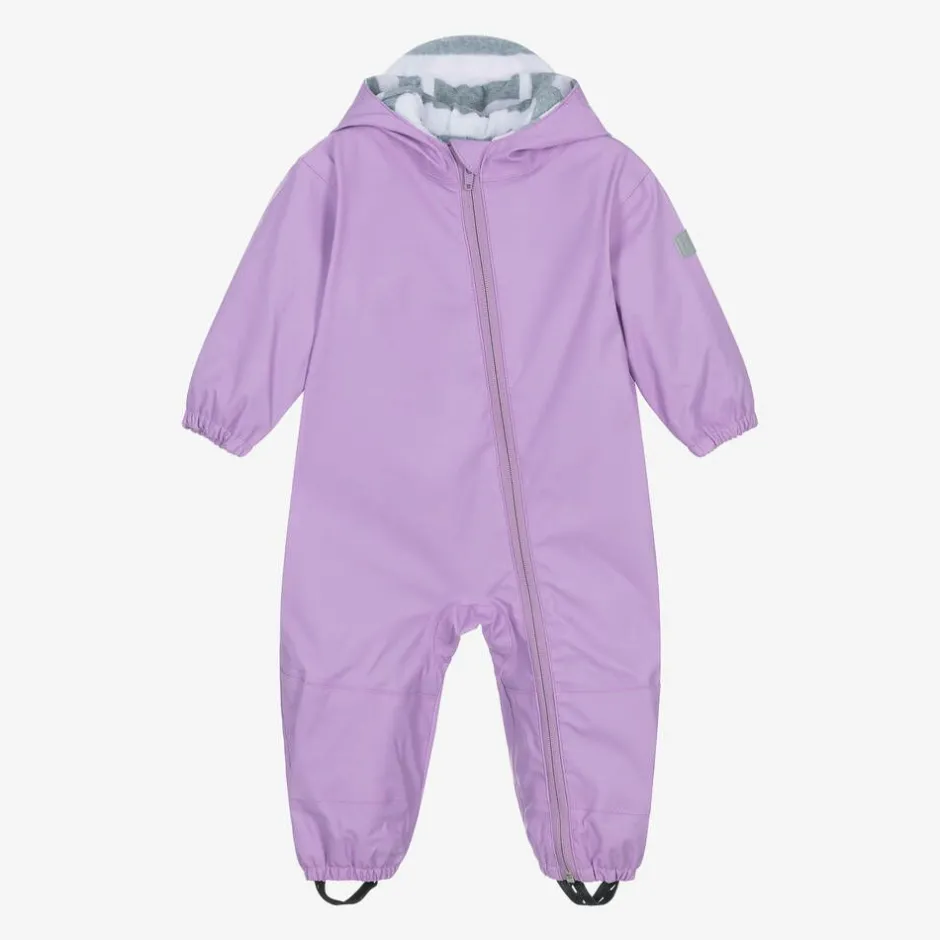 Little Blue House by Hatley Girls Purple Waterproof Rainsuit Hot