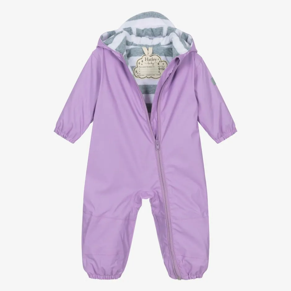 Little Blue House by Hatley Girls Purple Waterproof Rainsuit Hot