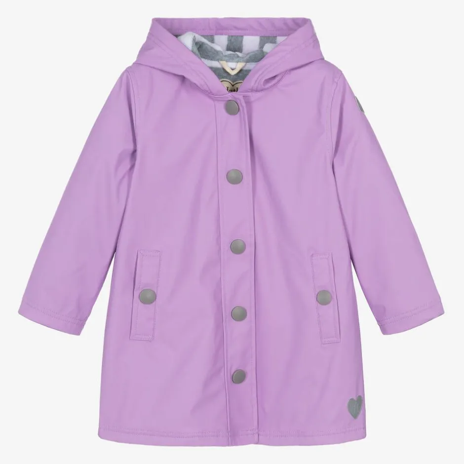 Little Blue House by Hatley Girls Purple Waterproof Raincoat New