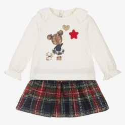 Mayoral Girls Red & Blue Check Skirt Set Hot