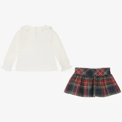 Mayoral Girls Red & Blue Check Skirt Set Hot