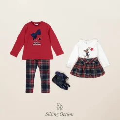 Mayoral Girls Red & Blue Check Skirt Set Hot