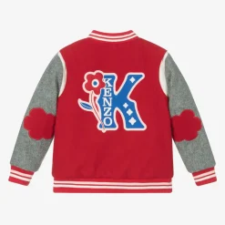 KENZO KIDS Girls Red & Grey K Flower Varsity Jacket Sale