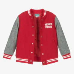 KENZO KIDS Girls Red & Grey K Flower Varsity Jacket Sale