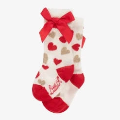 A Dee Girls Red & Ivory Cotton Socks Hot