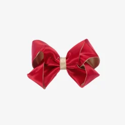 Bowtique London Girls Red & Gold Satin Bow Hair Clip (11cm) Online