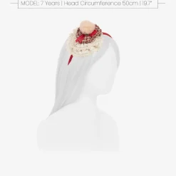 Miranda Girls Red & Ivory Lace Rosette Hairband Clearance