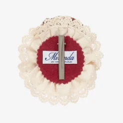 Miranda Girls Red & Ivory Lace Rosette Hairband Clearance
