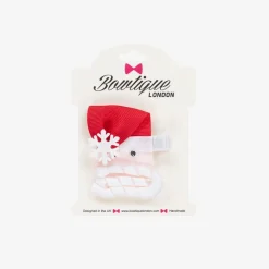 Bowtique London Girls Red & White Santa Hair Clip (6cm) Hot