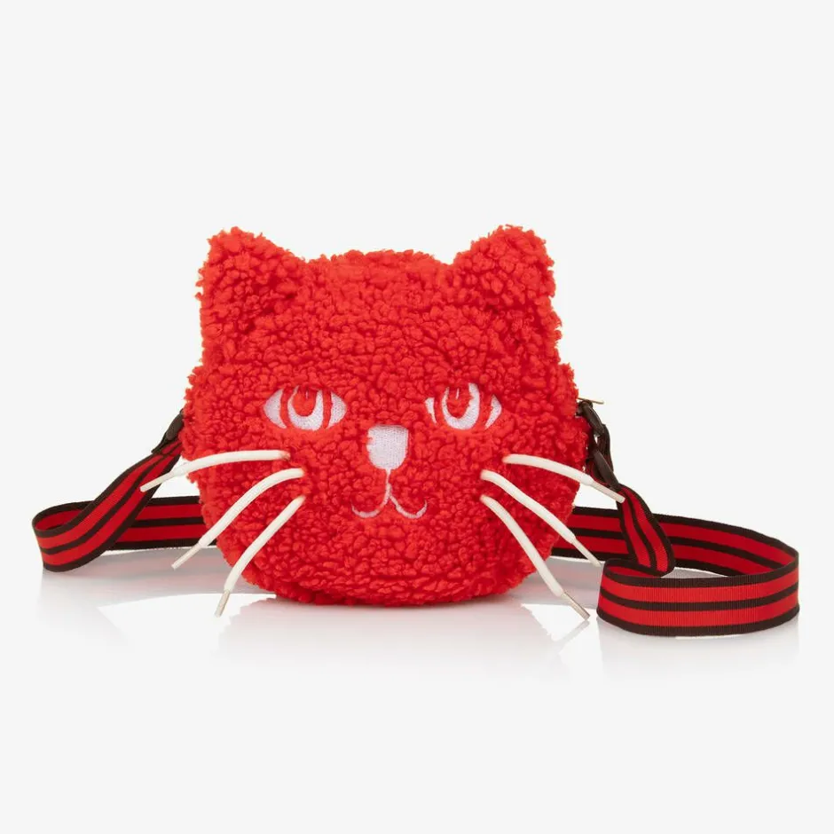 Mini Rodini Girls Red Bouclé Cat Bag (15cm)