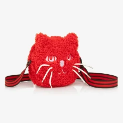 Mini Rodini Girls Red Bouclé Cat Bag (15cm)