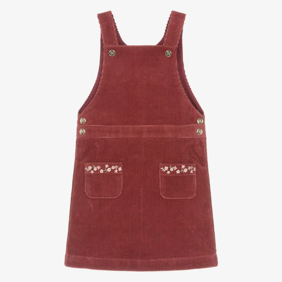 Tartine et Chocolat Girls Red Corduroy Pinafore Dress Sale