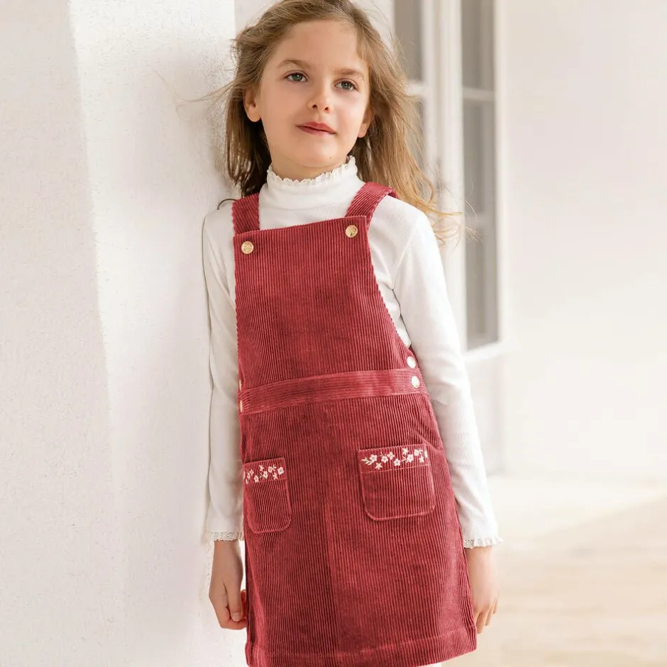 Tartine et Chocolat Girls Red Corduroy Pinafore Dress Sale