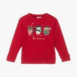 NAME IT Girls Red Cotton Festive Sweatshirt Clearance