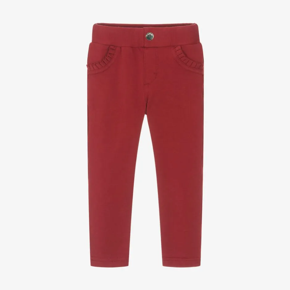 Mayoral Girls Red Cotton Jersey Trousers Hot