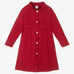 Sarah Louise Girls Red Cotton Knit Coat