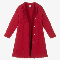 Sarah Louise Girls Red Cotton Knit Coat