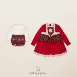 Abuela Tata Girls Red Cotton Tartan Dress Sale
