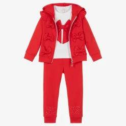Caramelo Kids Girls Red Cotton Tracksuit Set Best