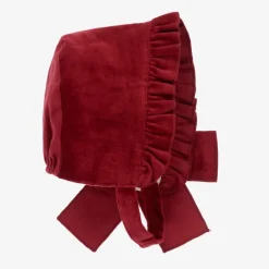 Phi Clothing Girls Red Cotton Velvet Bonnet Outlet