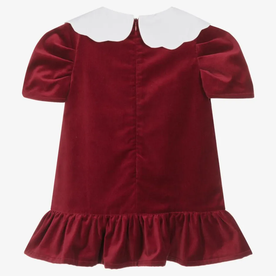 Phi Clothing Girls Red Cotton Velvet Dress Sale