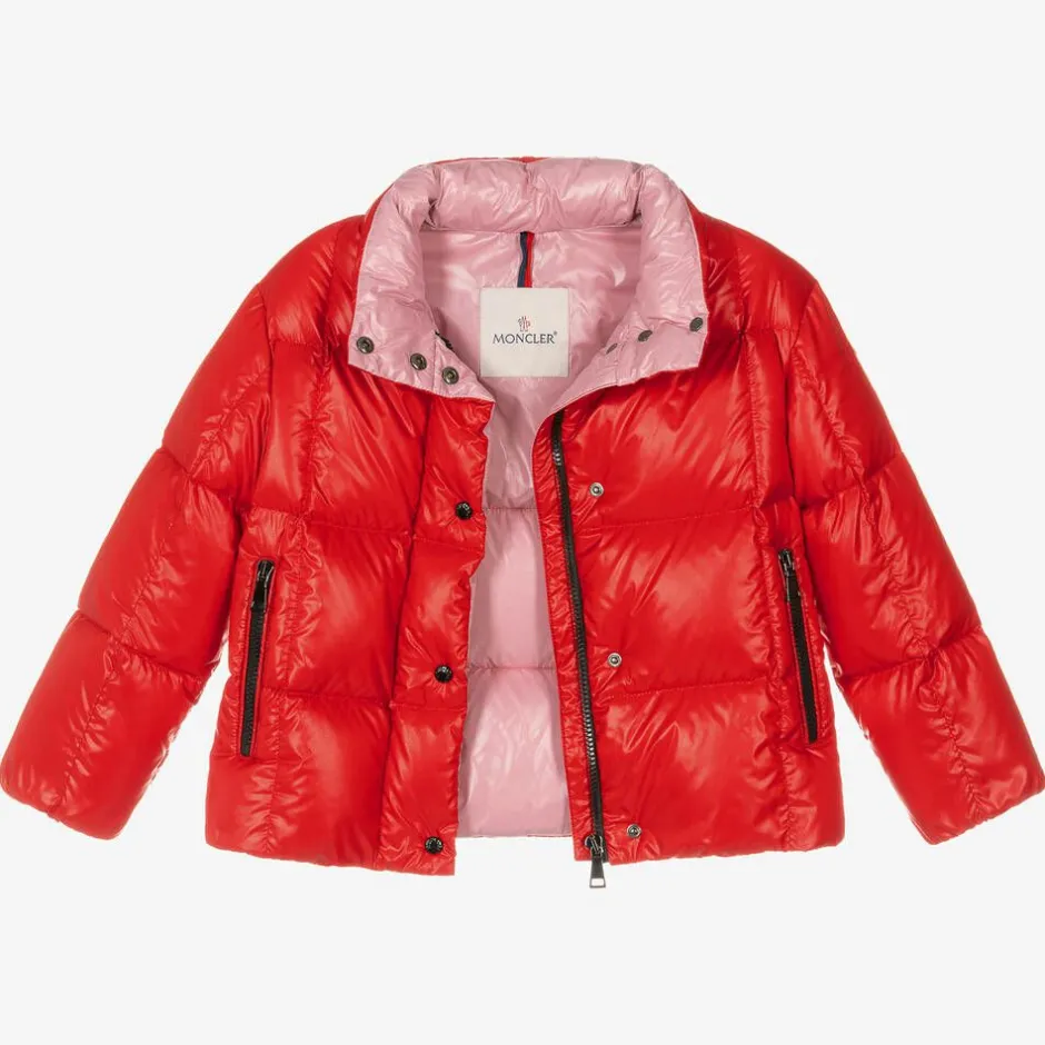Moncler Enfant Girls Red Down Padded Parana Jacket Online