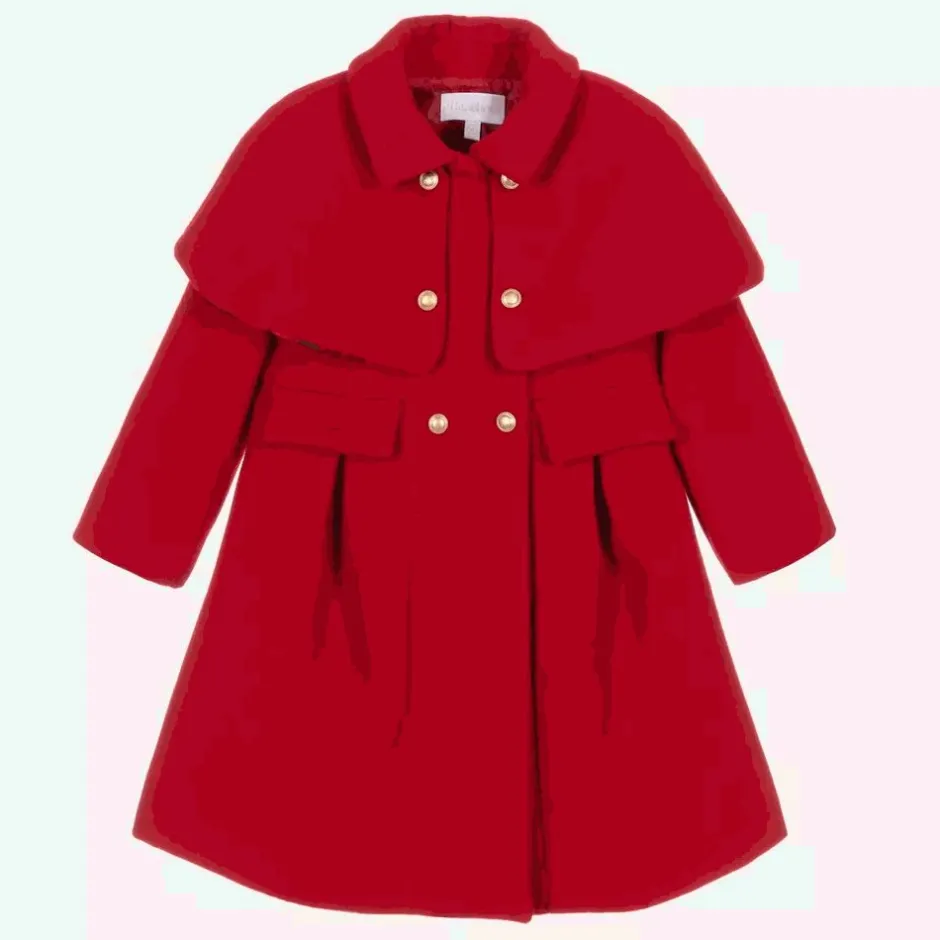 Patachou Girls Red Felted Cape Coat Clearance