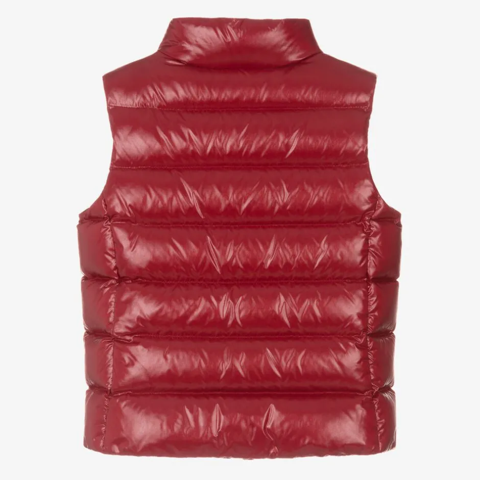 Moncler Enfant Girls Red Ghany Down Padded Gilet