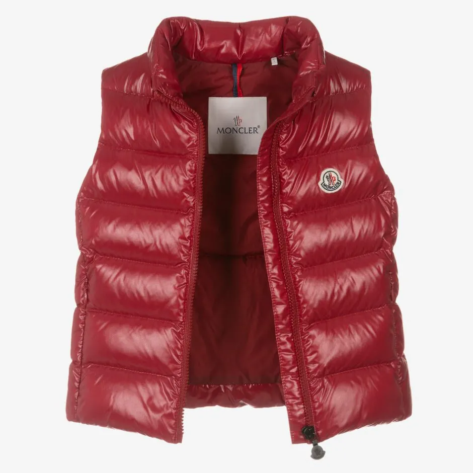 Moncler Enfant Girls Red Ghany Down Padded Gilet