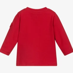 Moncler Enfant Girls Red Giant Logo Top Outlet