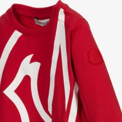 Moncler Enfant Girls Red Giant Logo Top Outlet
