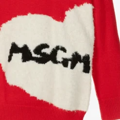 MSGM Girls Red Heart Sweater New
