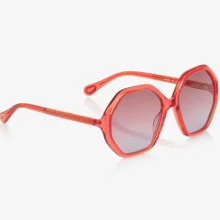 Chloé Girls Red Hexagonal Sunglasses Hot