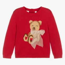 iDO Baby Girls Red Knit Teddy Bear Jumper Outlet