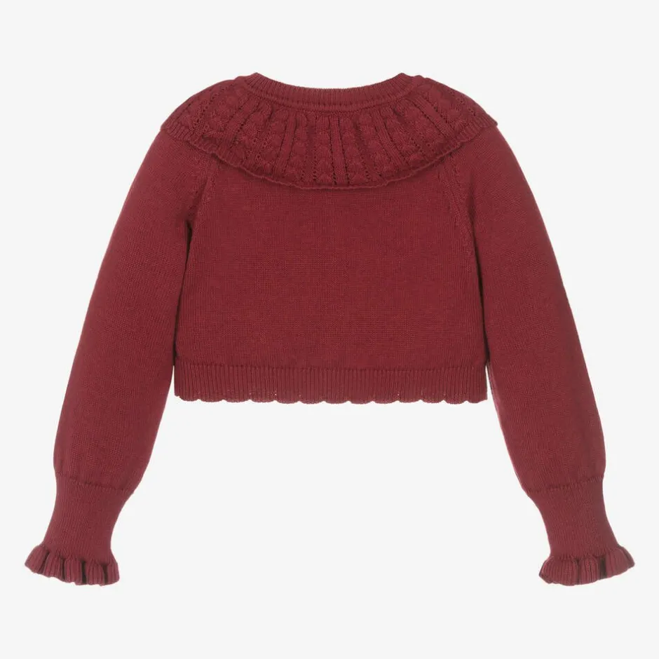 Dr. Kid Girls Red Knitted Cotton & Wool Cardigan Best