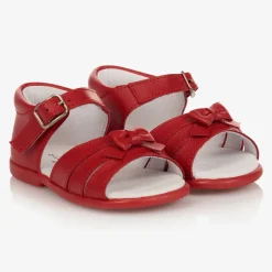 Childrens Classics Girls Red Leather Sandals Sale