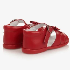 Childrens Classics Girls Red Leather Sandals Sale