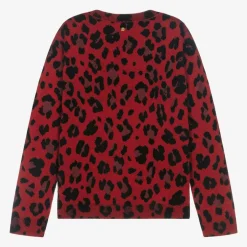 Versace Girls Red Leopard Print Wool Sweater Online