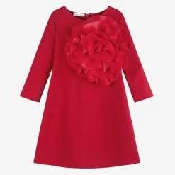 Elsy Girls Red Milano Jersey Flower Dress New
