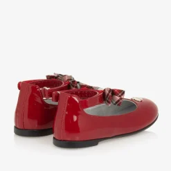 Monnalisa Girls Red Patent Leather Tartan-Bow Pumps Best