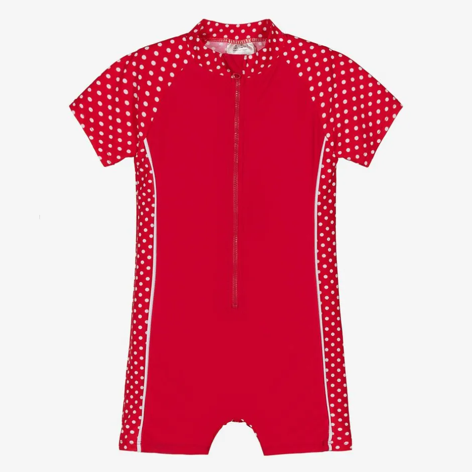 Playshoes Girls Red Polka Dot Sun Suit (UPF50+) Outlet