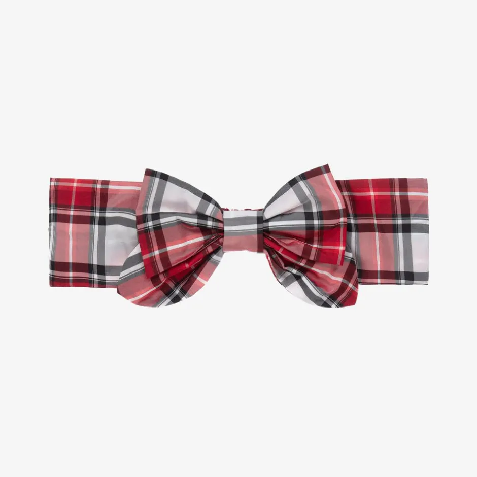 Monnalisa Girls Red Tartan Headband New