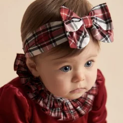 Monnalisa Girls Red Tartan Headband New