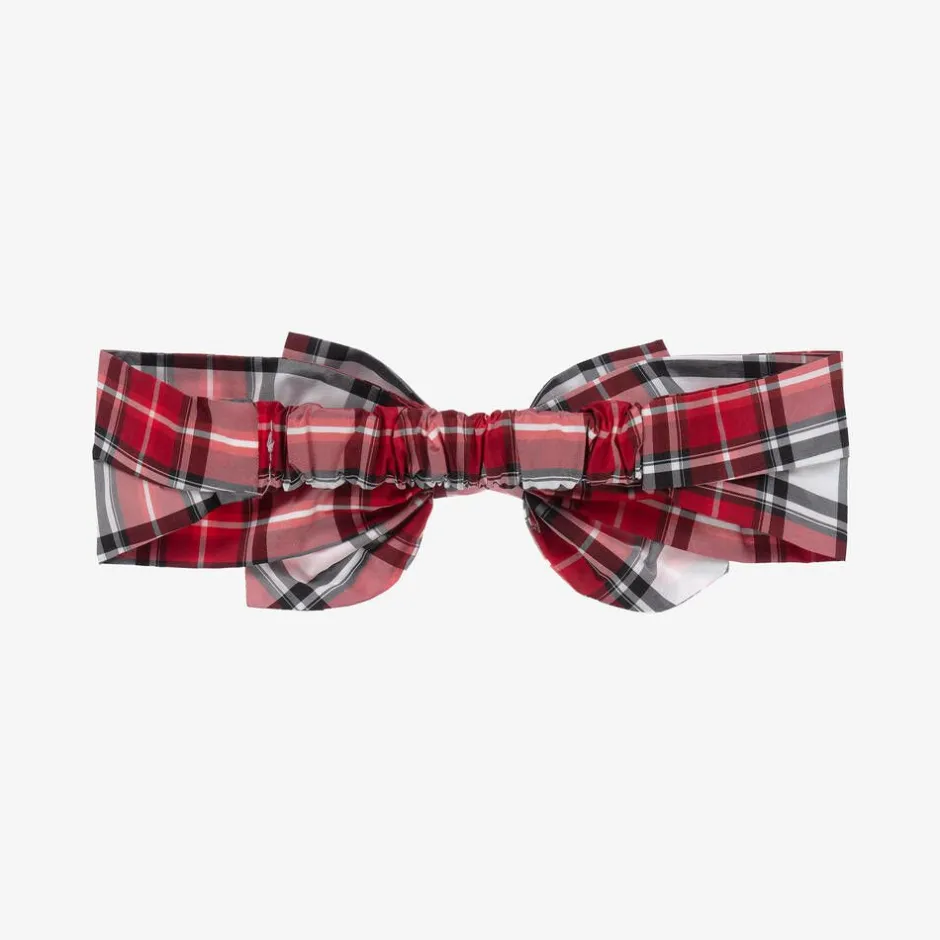 Monnalisa Girls Red Tartan Headband New