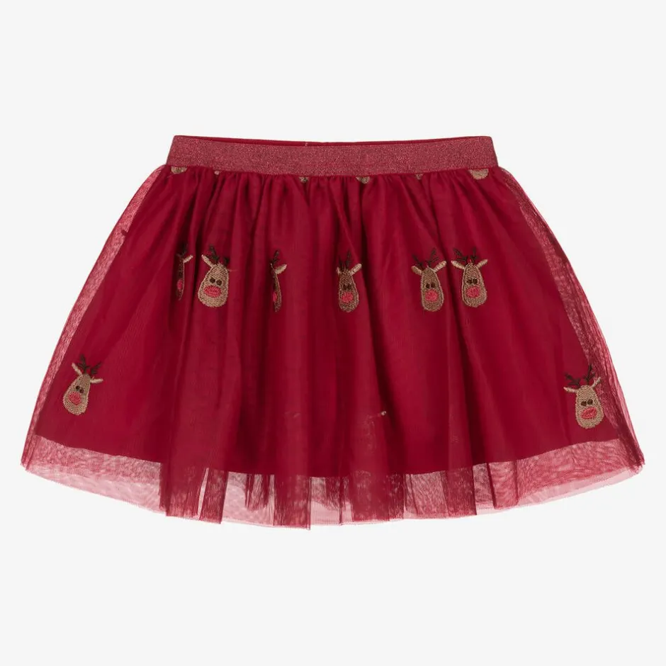 NAME IT Girls Red Tulle Reindeer Skirt Outlet