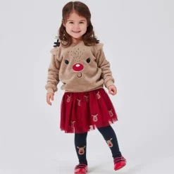 NAME IT Girls Red Tulle Reindeer Skirt Outlet