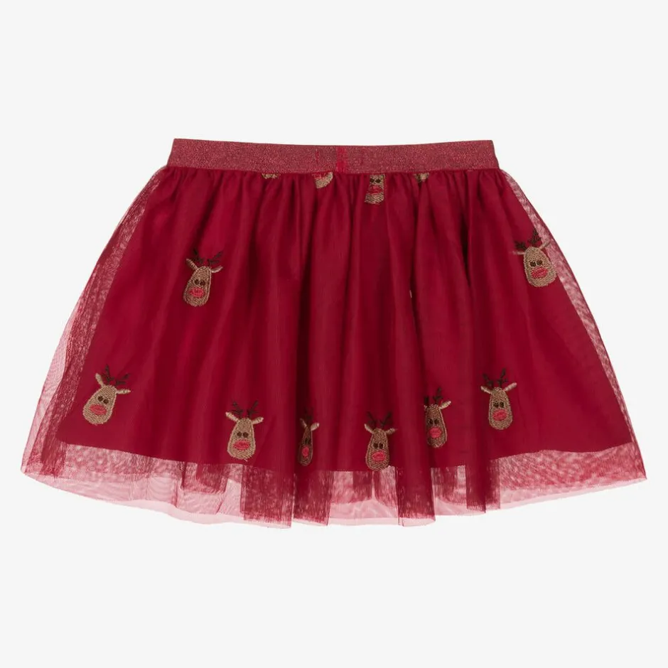 NAME IT Girls Red Tulle Reindeer Skirt Outlet