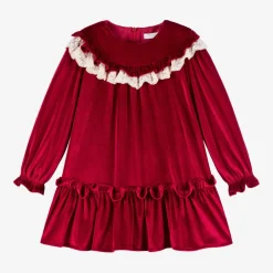 Foque Girls Red Velour Dress Sale